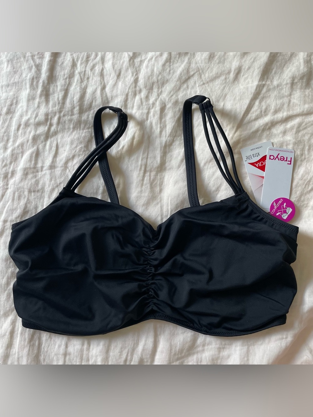 Freya Black Strappy Ruched Bandeau Bra 34I